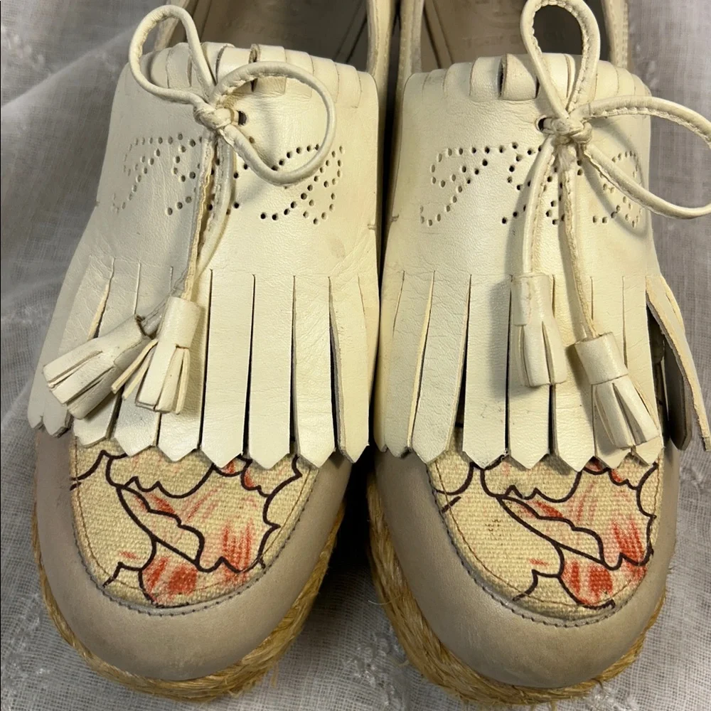 Tory Burch platforms leather loafers with tassles